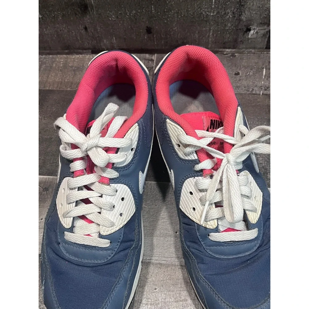 Nike Air Max 90 Navy Blue Pink White Womens Running Shoes 325213-414 Size 10